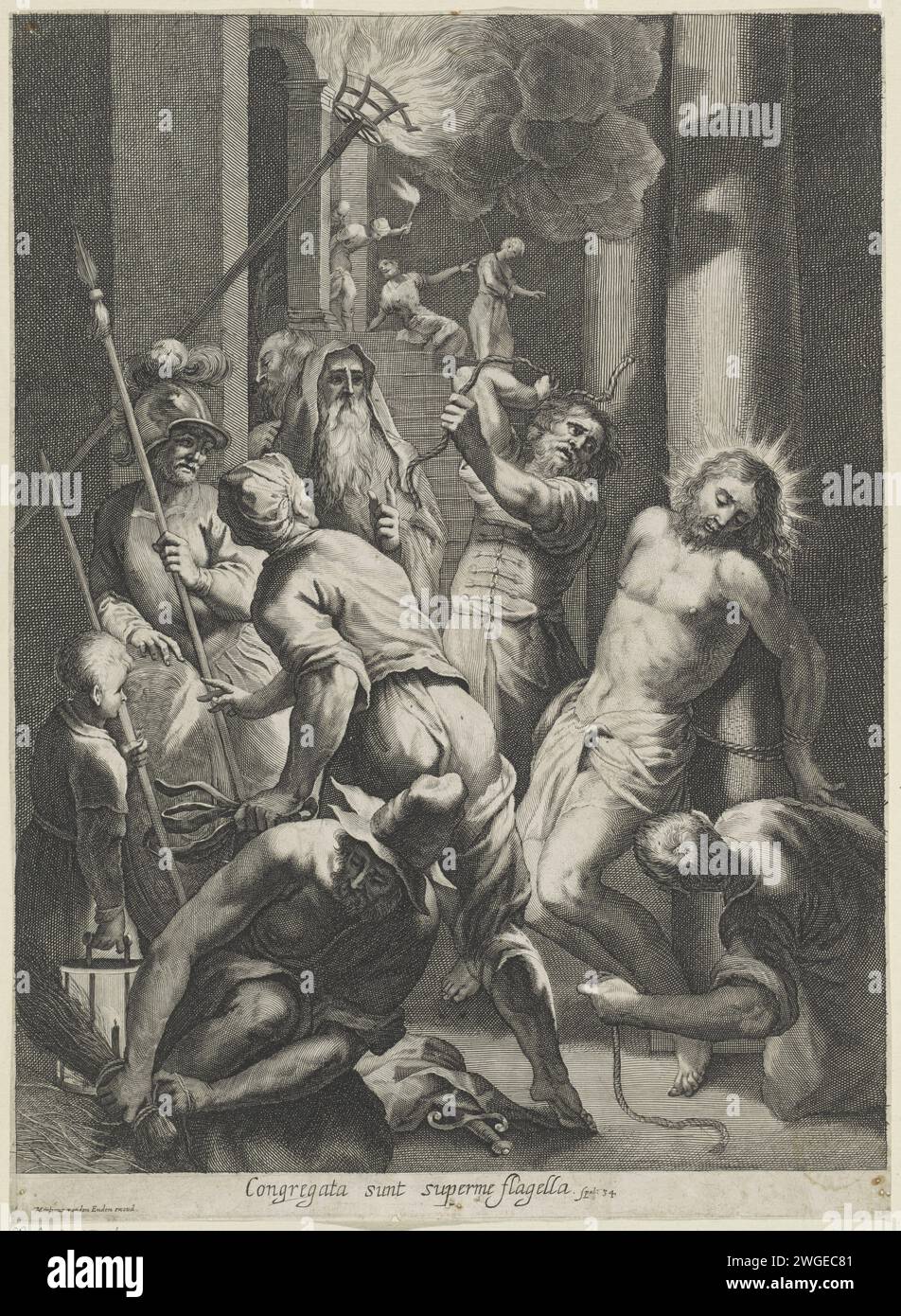 Società di Cristo, Anonimo, dopo Egidio Sadeler (II), dopo Jacopo Palma, 1630 - 1654 stampa Cristo, legato ad un pilastro, viene lanciato dai soldati. Scena notturna. Carta di Anversa incisione flagellazione da parte dei soldati, Cristo di solito legato a una colonna (Matteo 27:26; Marco 15:15; Giovanni 19:1) Foto Stock Società di Cristo, Anonimo, dopo Egidio Sadeler (II), dopo Jacopo Palma, 1630 - 1654 stampa Cristo, legato ad un pilastro, viene lanciato dai soldati. Scena notturna. Carta di Anversa incisione flagellazione da parte dei soldati, Cristo di solito legato a una colonna (Matteo 27:26; Marco 15:15; Giovanni 19:1) Foto Stock