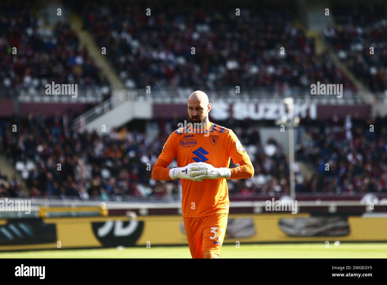 Vanja Milinkovic-Savic del Torino FC visto durante la partita tra Torino FC e noi Salernitana come parte della serie A italiana, partita di calcio allo Stadio Olimpico grande Torino, Torino. Punteggio finale Torino FC 0 - 0 noi Salernitana. Credito: SOPA Images Limited/Alamy Live News Foto Stock