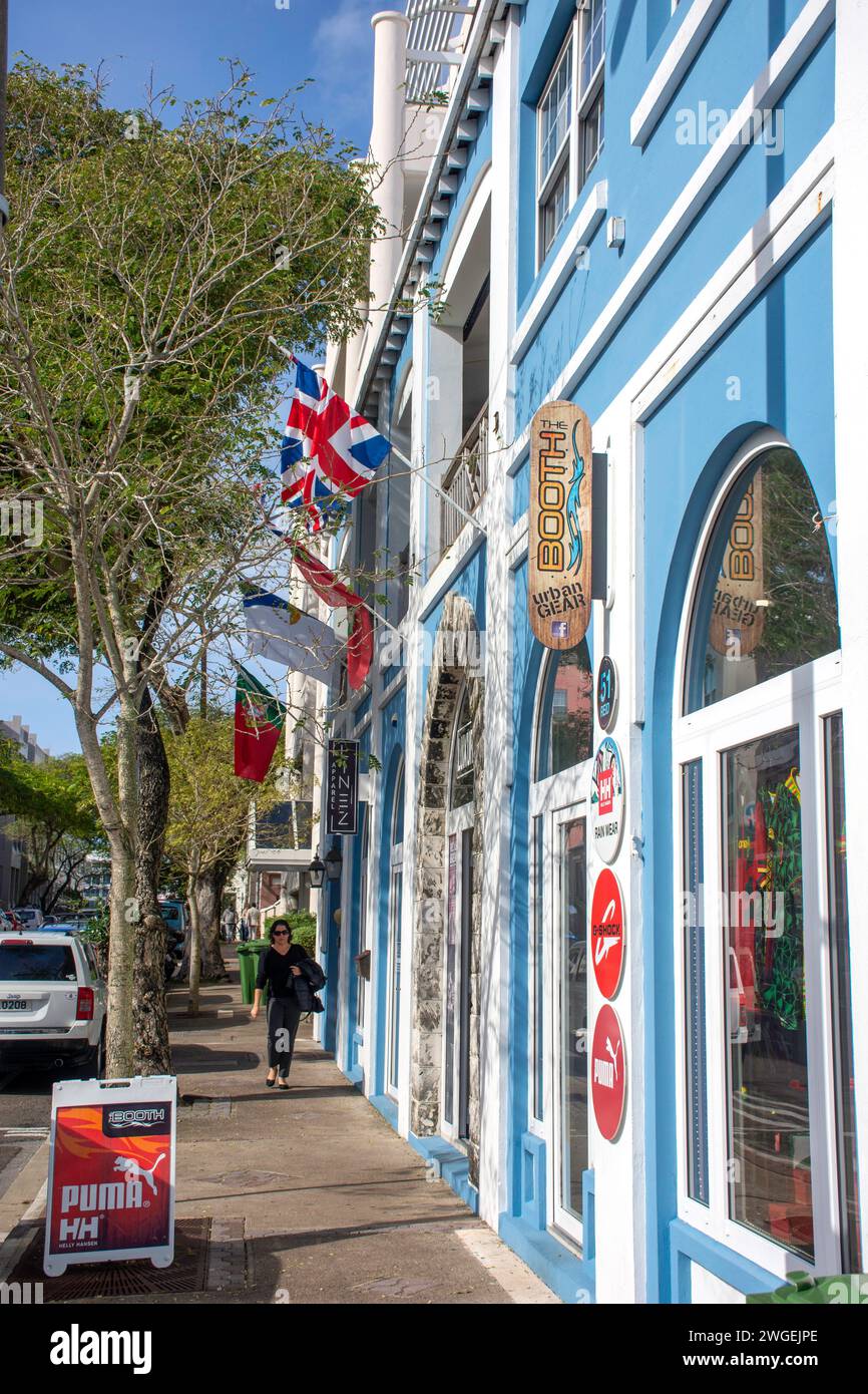 Negozi di abbigliamento alla moda, Reid Street, City of Hamilton, Pembroke Parish, Bermuda Foto Stock