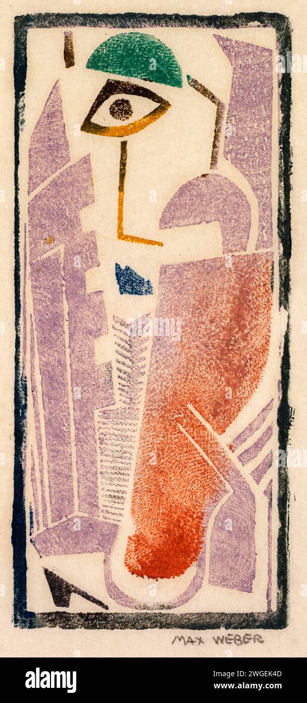 Ritratto. Max Weber. 1919-20. Colorare il taglio del legno su carta cinese. Foto Stock