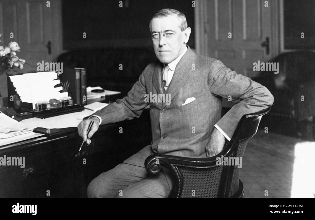 woodrow wilson (1856-1924 come 28 ° presidente degli Stati Uniti circa 1919 Foto Stock