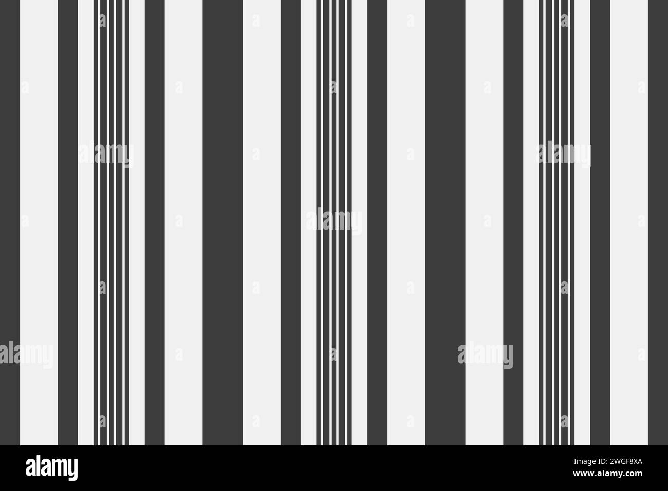 Striscia verticale di tessuto fantasia senza cuciture con linee di trama sfondo vettoriale in grigio e bianco. Illustrazione Vettoriale