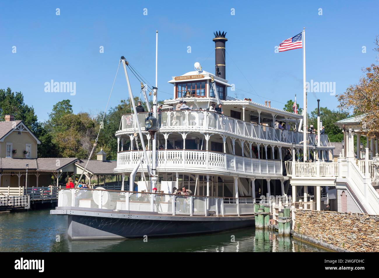 Liberty Square Riverboat, Liberty Square, Magic Kingdom, Walt Disney World Resort, Orlando, Florida, Stati Uniti d'America Foto Stock