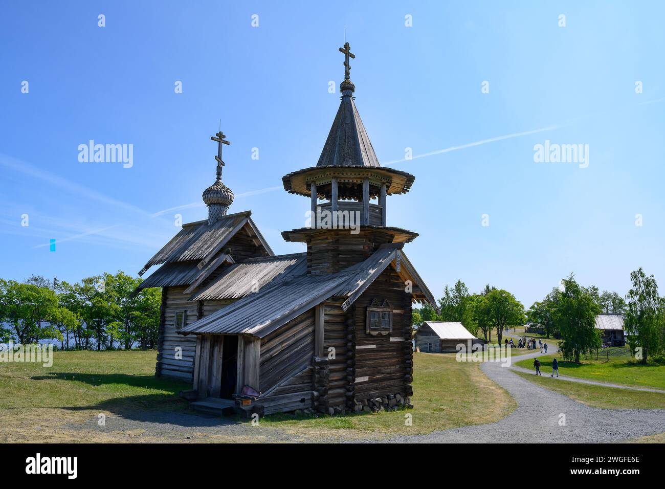 Cappella dell'Arcangelo Michele sull'isola Kizhi sul lago Onega in Carelia Foto Stock