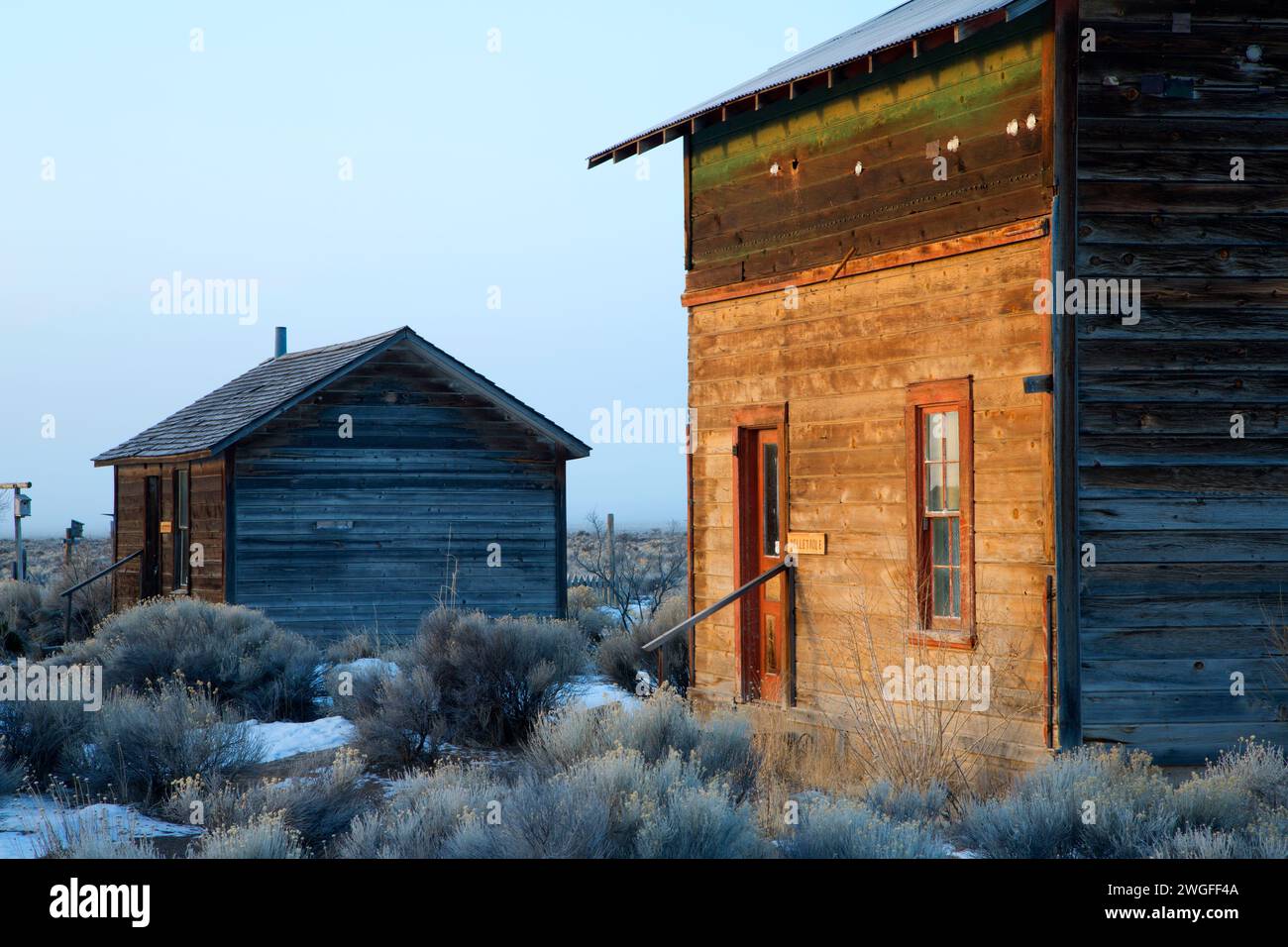 Homestead, Fort Rock Homestead Village, Natale Valley National paese indietro Byway, Oregon Foto Stock