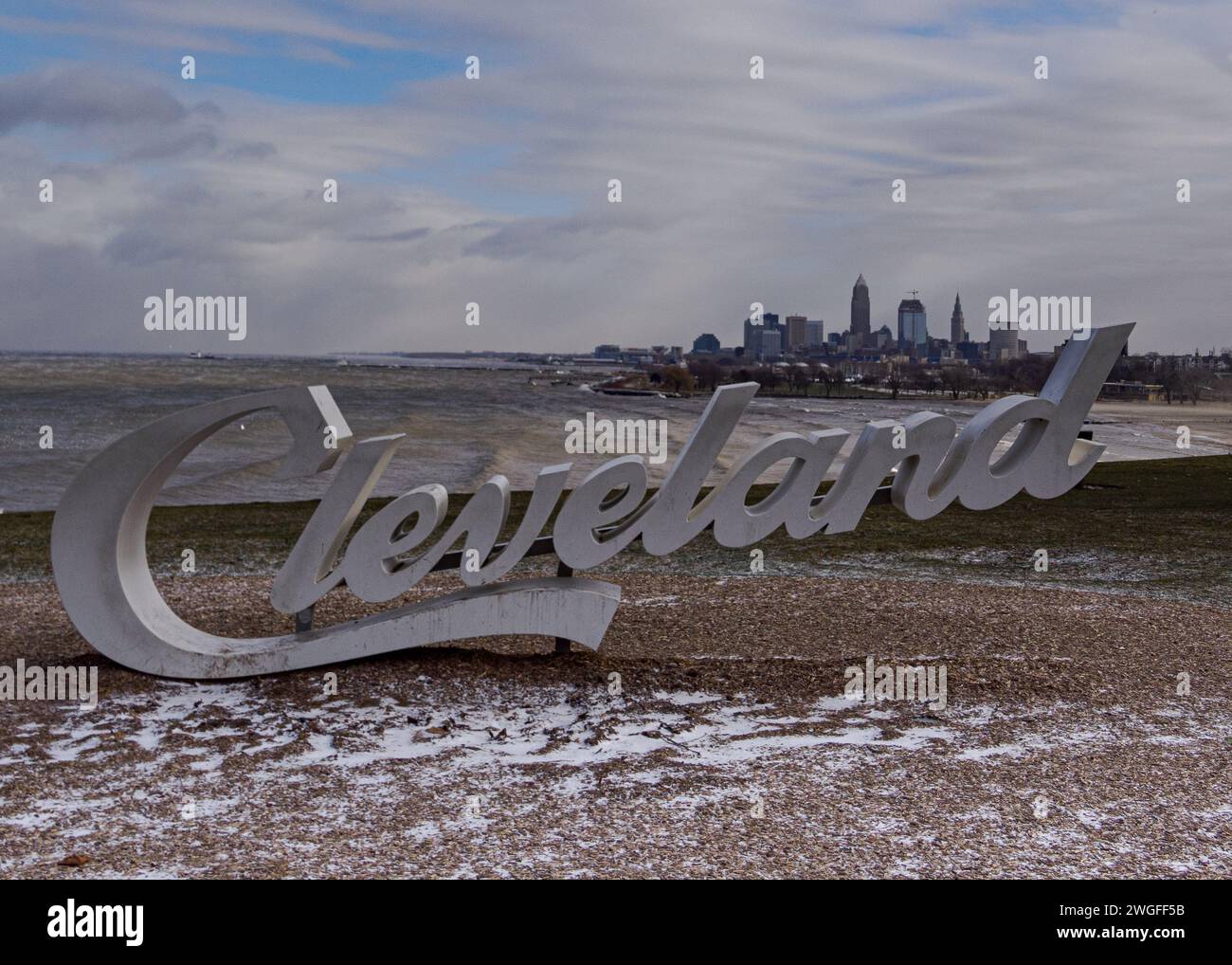 Cartello con la scritta di Cleveland, Edgewater Park, Cleveland, OH Foto Stock