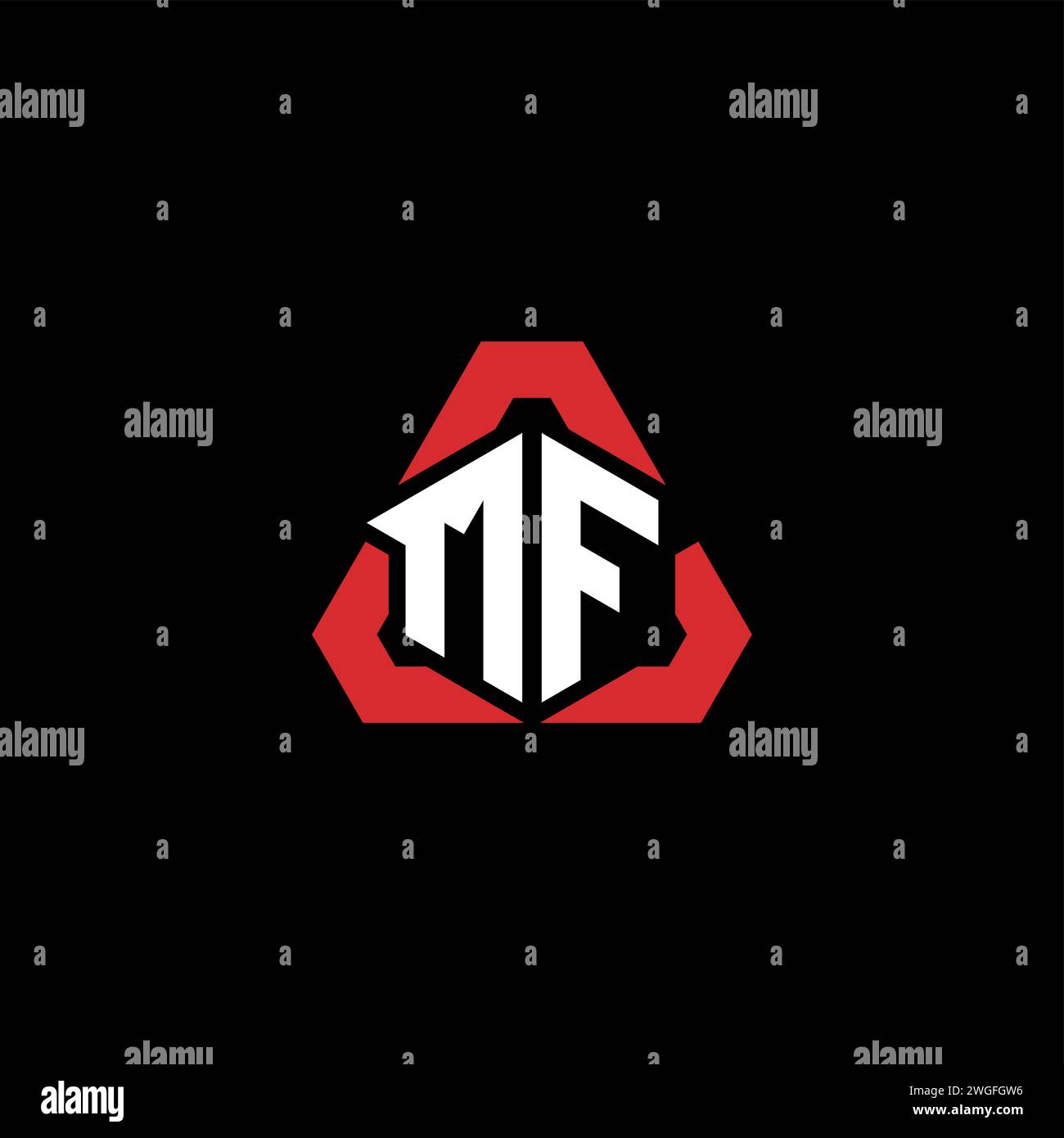 Logo iniziale MF concetto moderno e futuristico per il logo esport o gaming Illustrazione Vettoriale