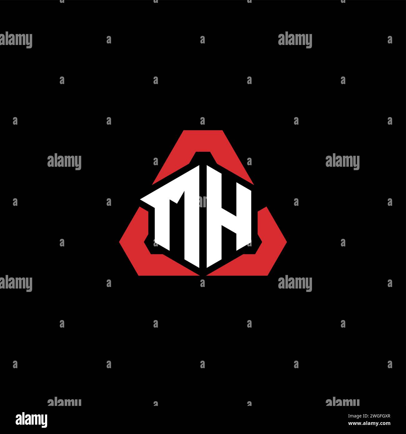 Logo iniziale MH concetto moderno e futuristico per il logo esport o gaming Illustrazione Vettoriale