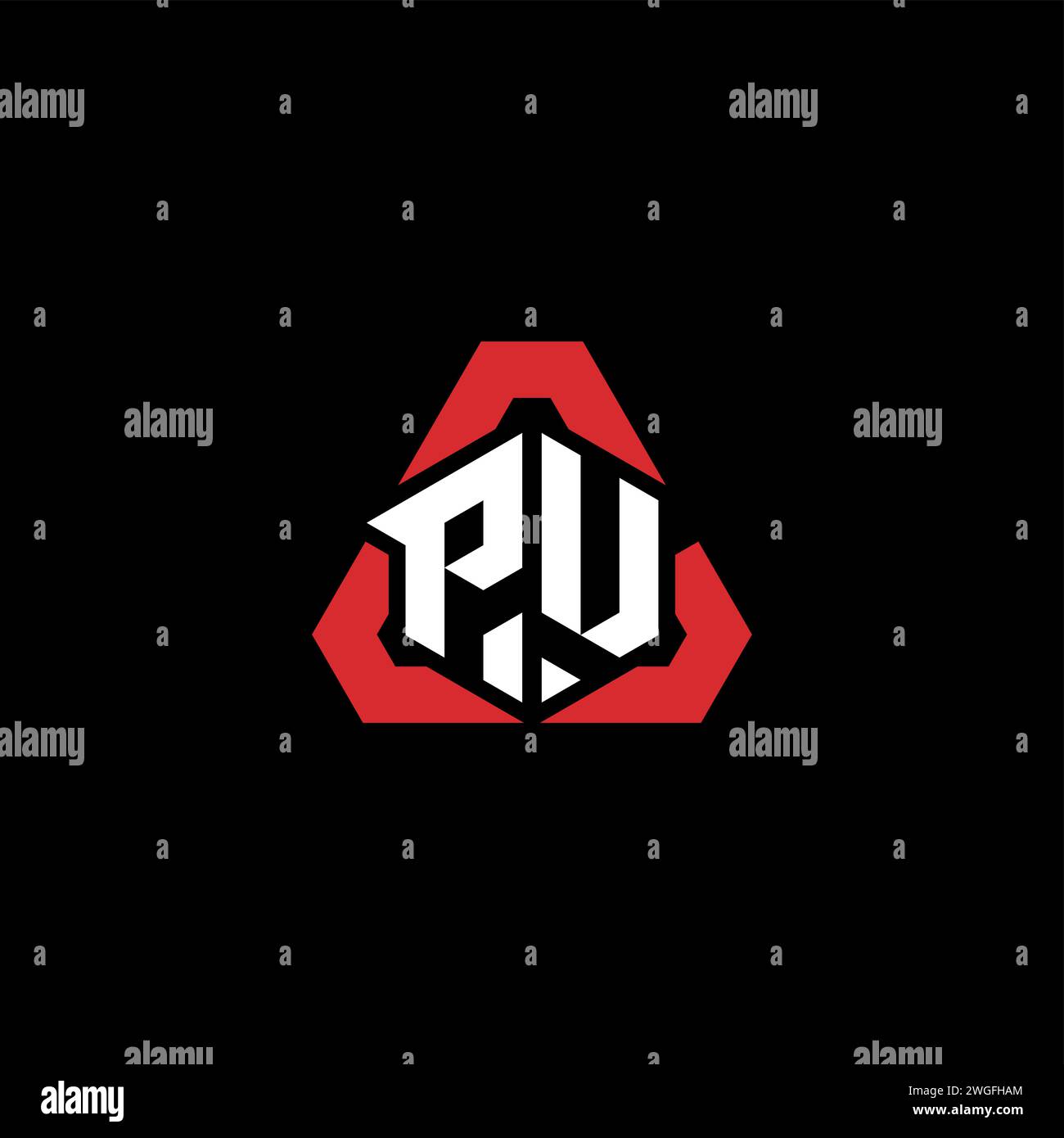 Logo iniziale PU concetto moderno e futuristico per il logo esport o gaming Illustrazione Vettoriale