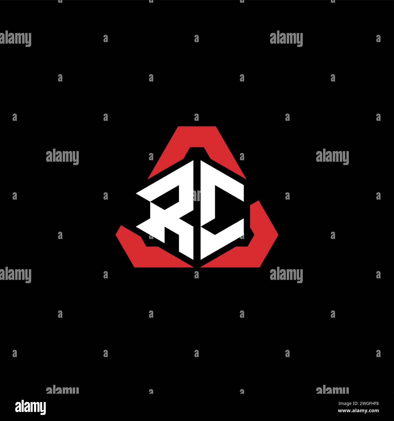 Logo iniziale RC concetto moderno e futuristico per il logo esport o gaming Illustrazione Vettoriale