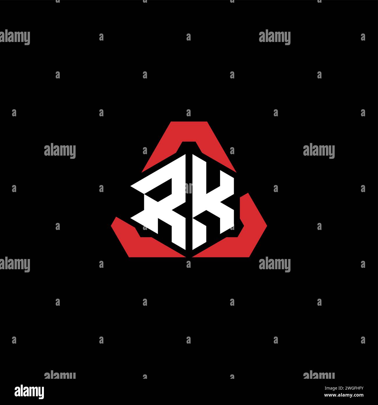 Logo iniziale RK concetto moderno e futuristico per il logo esport o gaming Illustrazione Vettoriale