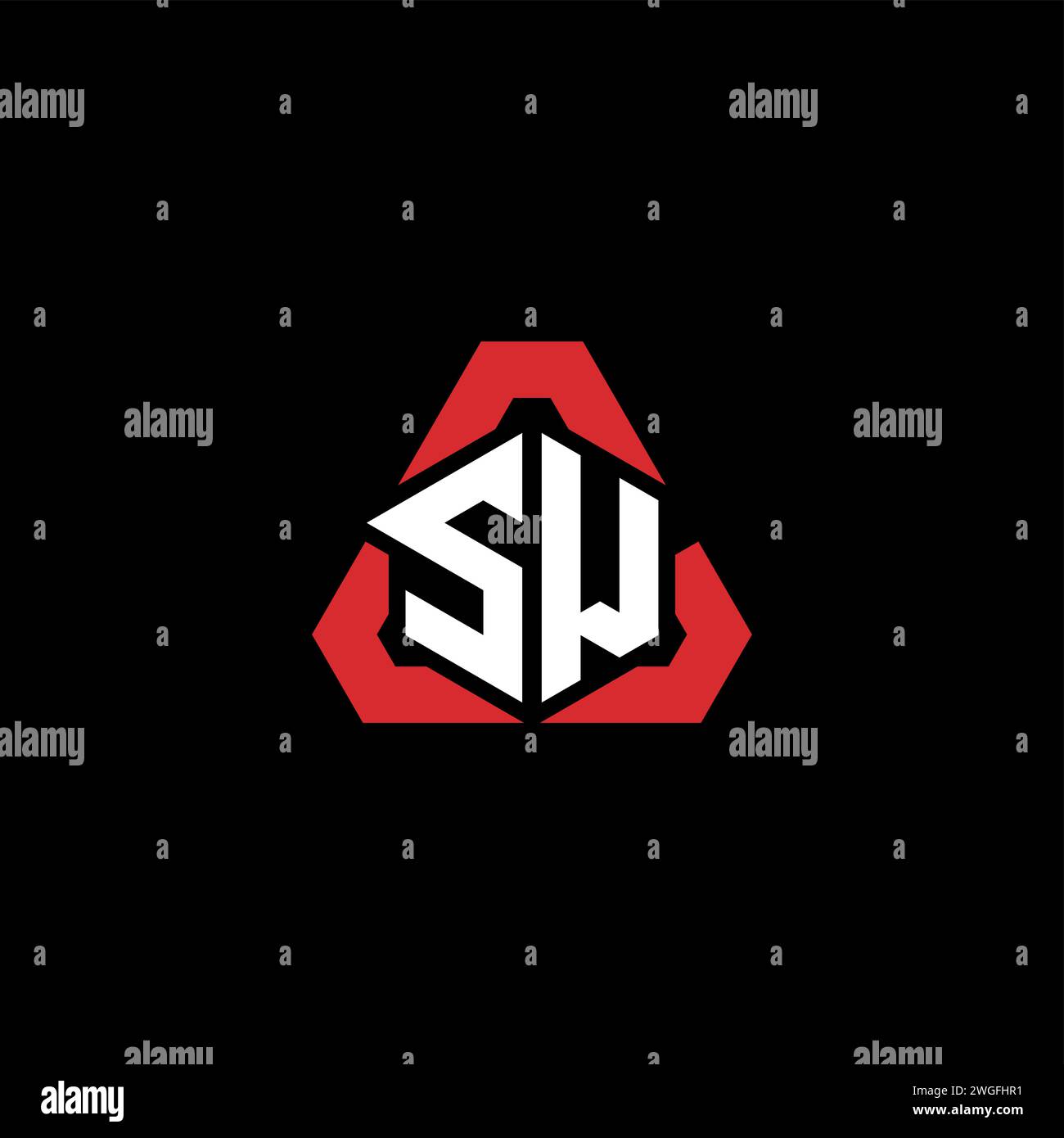 Logo iniziale SW concetto moderno e futuristico per il logo esport o gaming Illustrazione Vettoriale