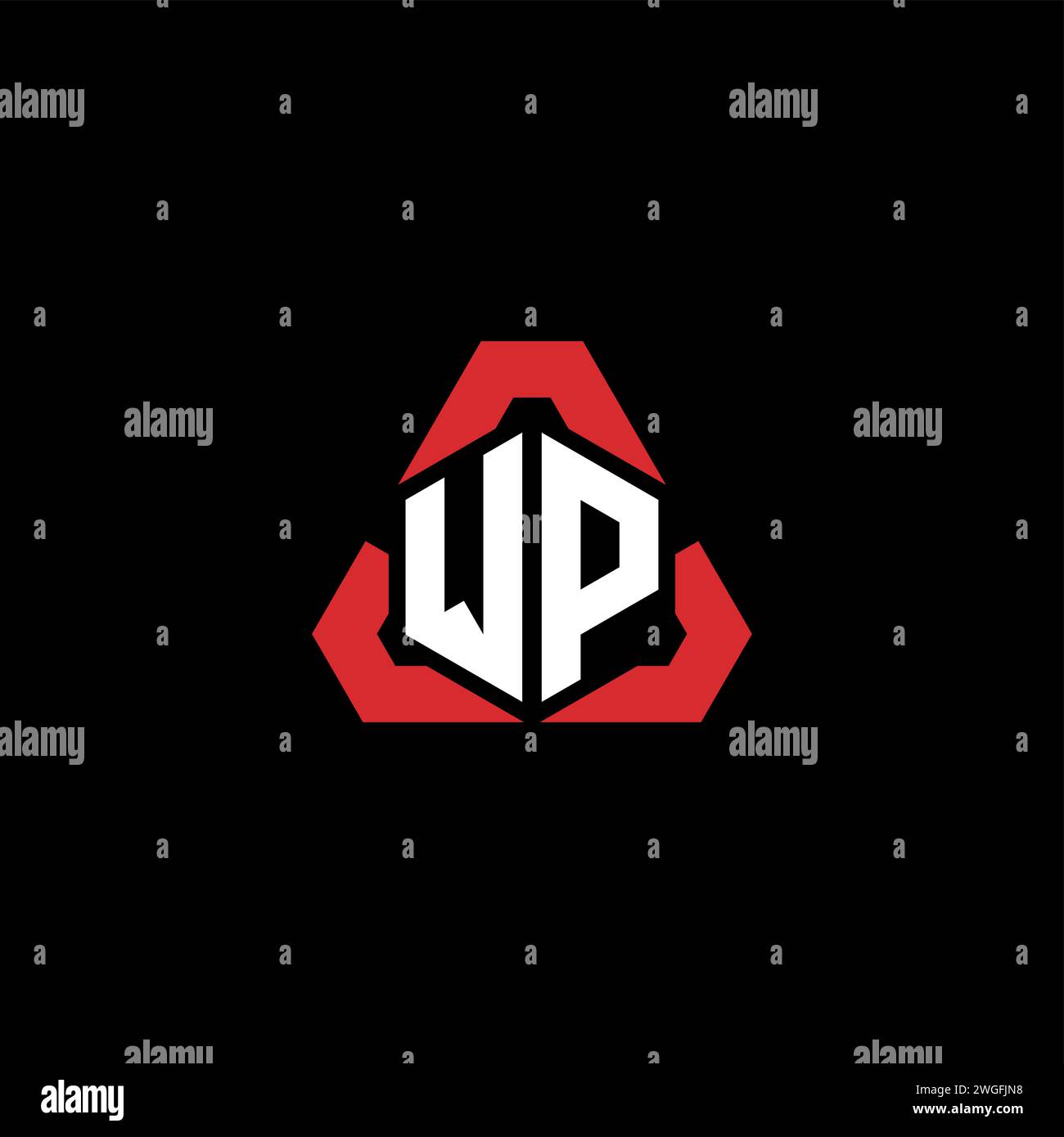 Logo iniziale WP concetto moderno e futuristico per il logo esport o gaming Illustrazione Vettoriale