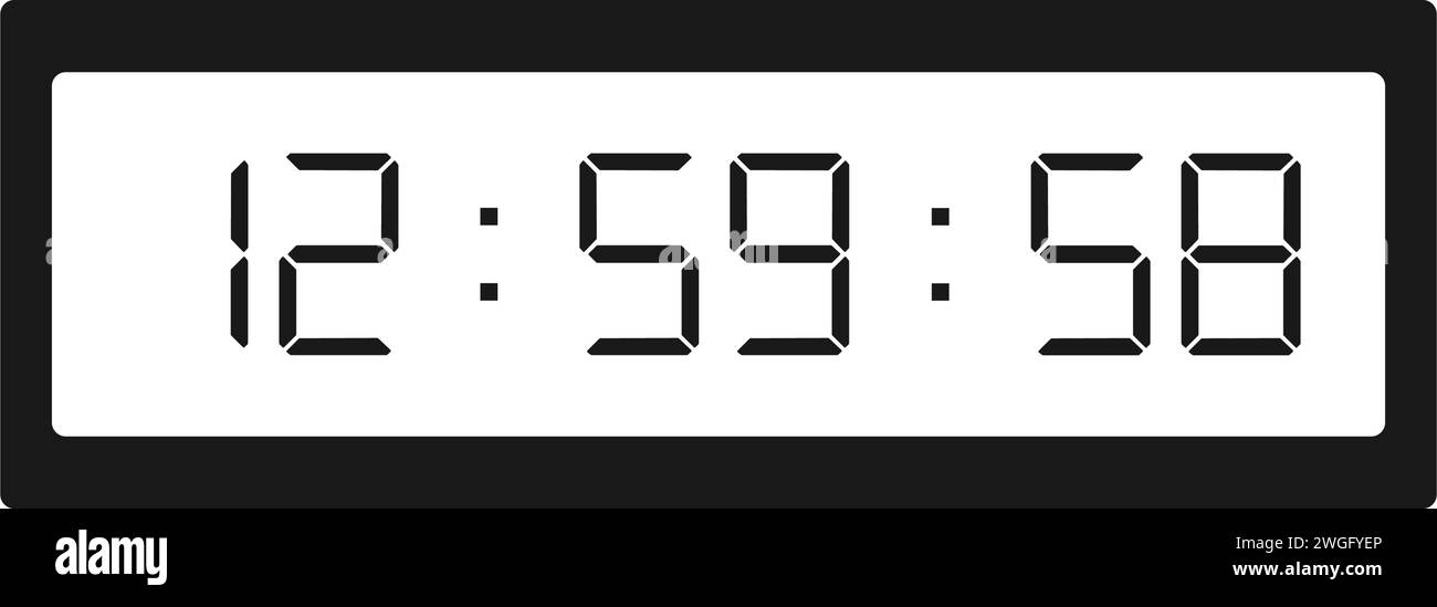 design dell'illustrazione vettoriale dell'icona dell'orologio digitale Illustrazione Vettoriale