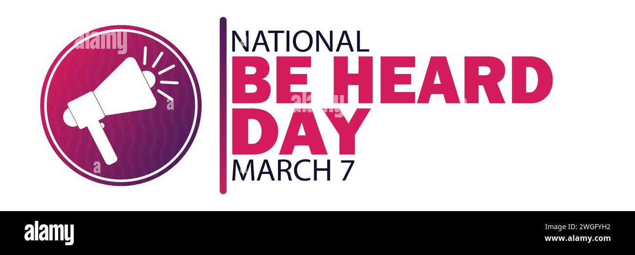 Illustrazione della progettazione di modelli vettoriali per il giorno nazionale BE Heard. 7 marzo. Adatto per biglietti d'auguri, poster e striscioni Illustrazione Vettoriale
