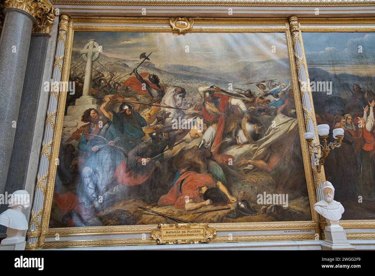 Versailles Palace, Versailles, Francia, 08.18.2023 Pittura della Battaglia di Tours, chiamata anche Battaglia di Poitiers e Battaglia dell'Altopiano Foto Stock