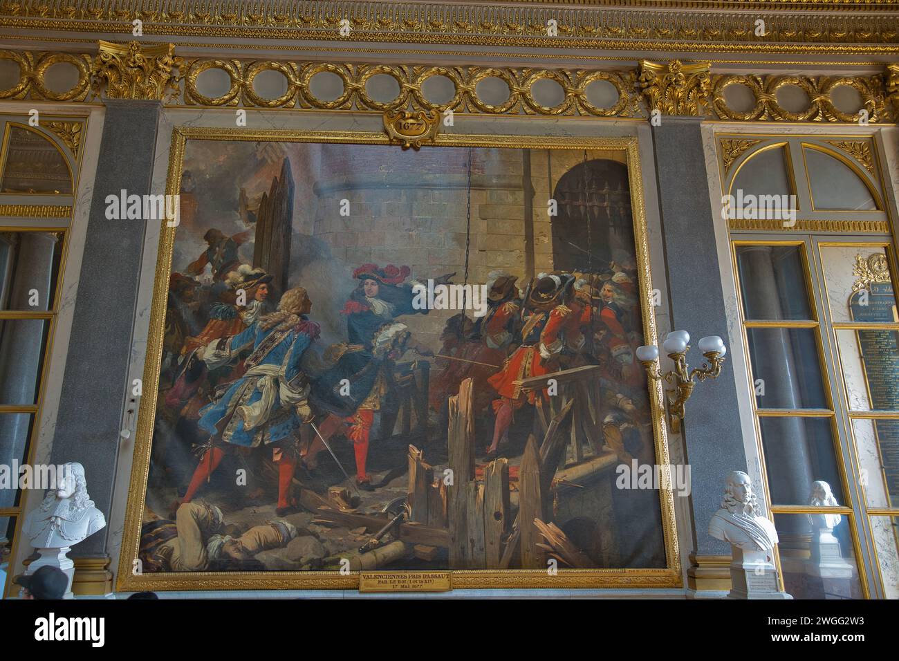 Versailles Palace, Versailles, Francia, 08.18.2023, dipinto del maresciallo Ney e dei soldati del 76° reggimento della linea recuperano i loro colori Foto Stock