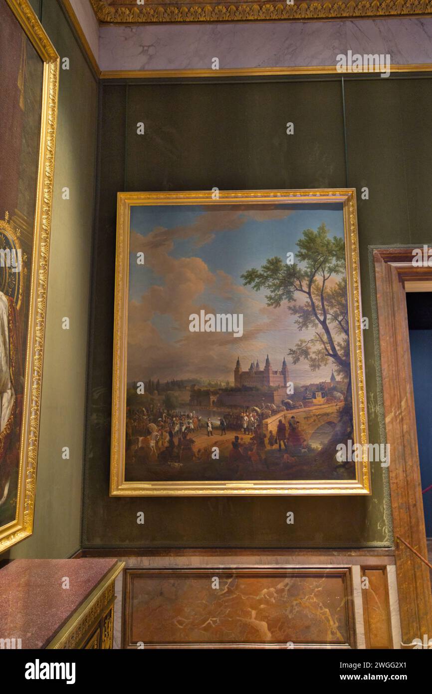 Versailles Palace, Versailles, Francia, 08.18.2023, Pittura dell'incontro di Napoleone e Barone Karl von Dalberg Aschaffenburg, 2 ottobre 1806. Foto Stock