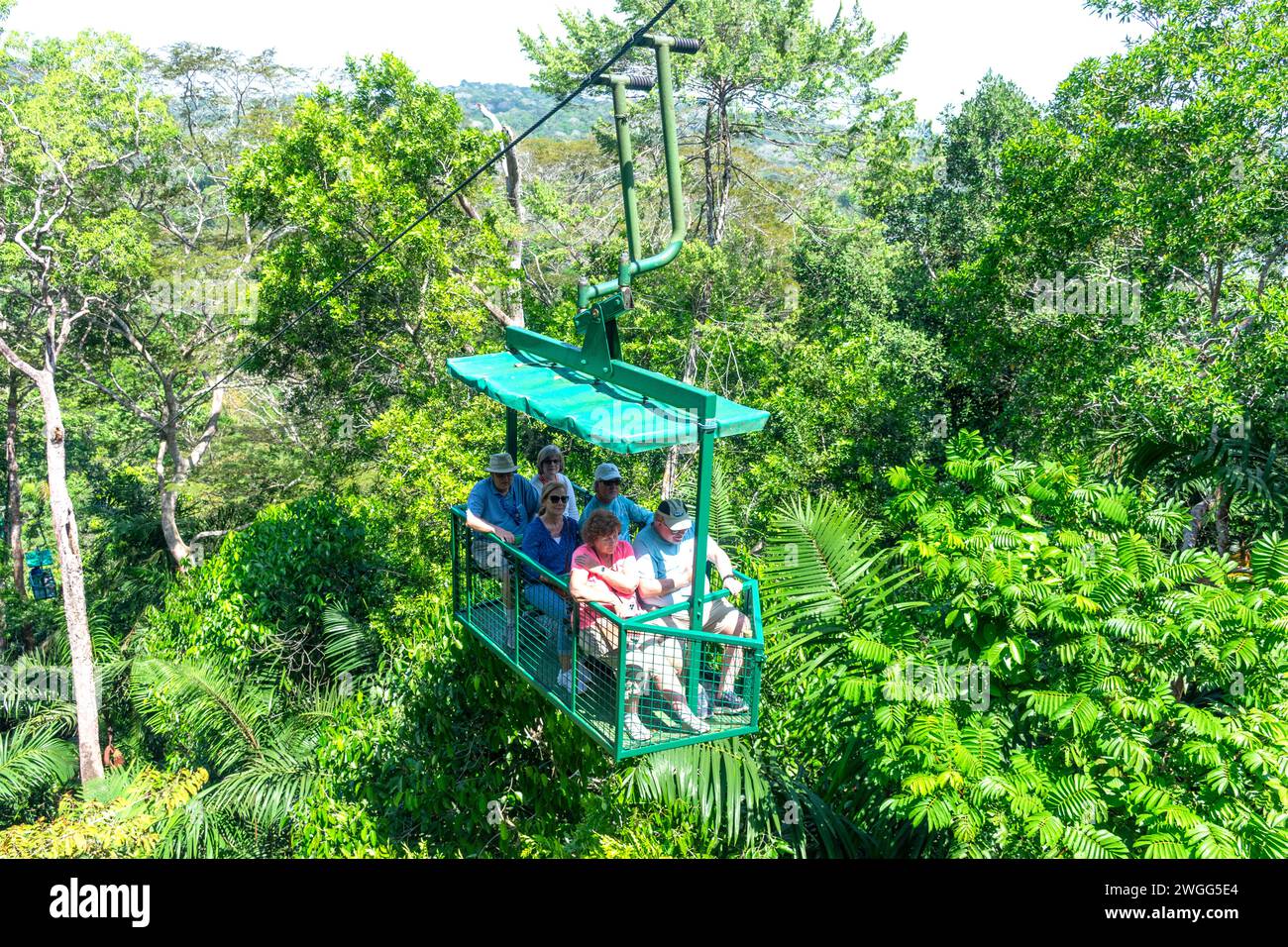 Teleferico Aerial tram, Soberania National Park, Canalera de Gamboa, Panama City, Provincia di Panama, Repubblica di Panama Foto Stock