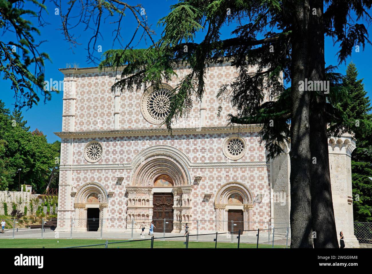 Portale,Chiesa,Santa Maria di Collemaggio,capitale della regione,l'Aquila,Abruzzo, Italia Foto Stock