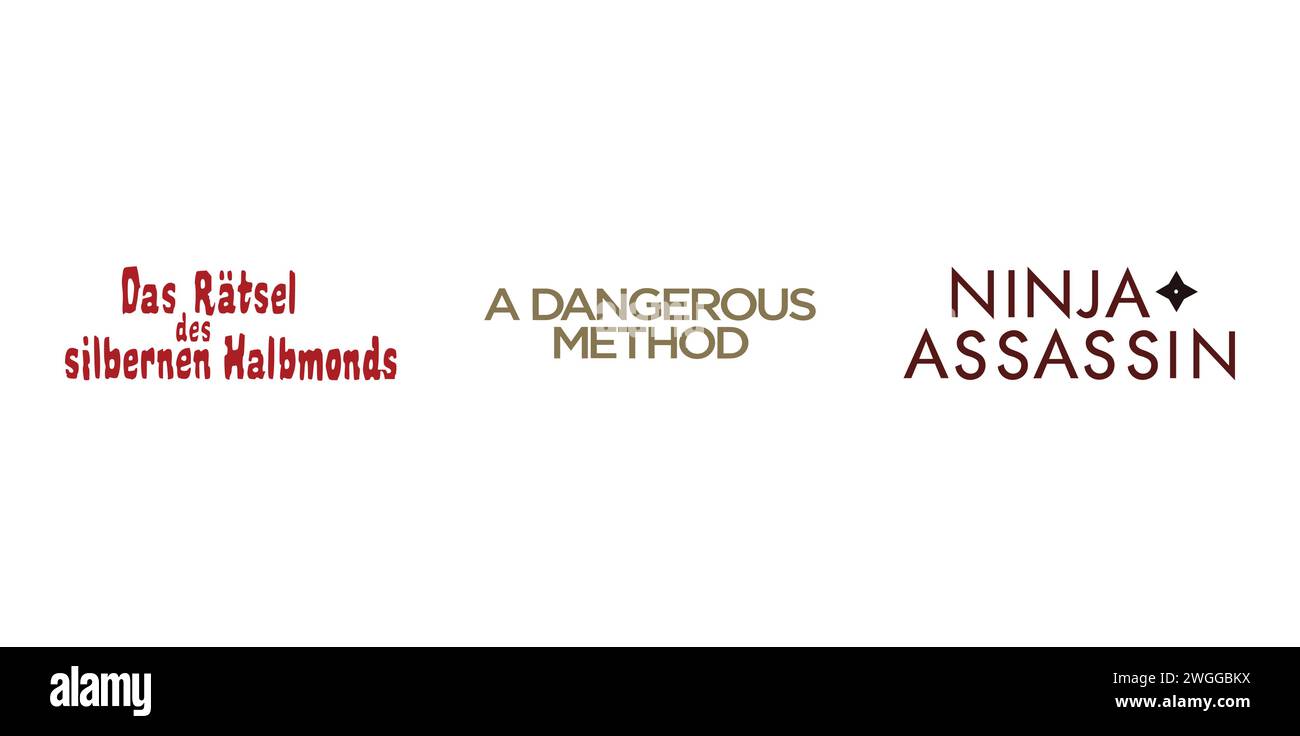 DAS Raetsel des silbernen Halbmonds, Un metodo pericoloso, Ninja Assassin. Illustrazione vettoriale, logo editoriale. Illustrazione Vettoriale