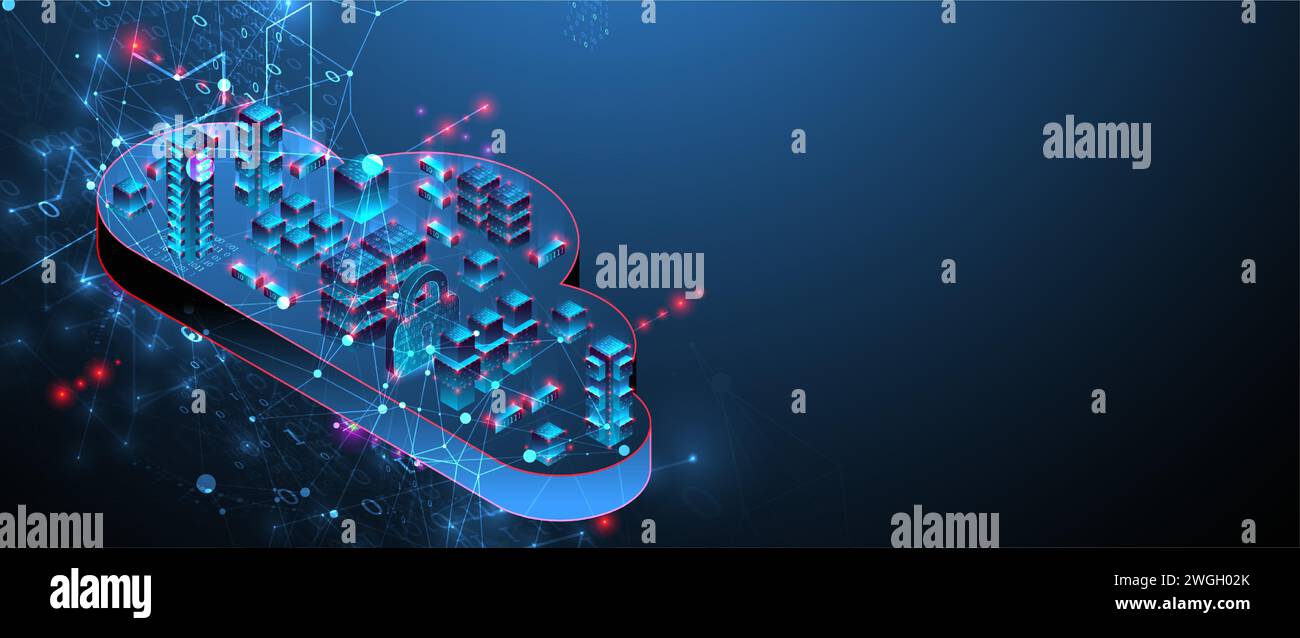 Concetto di cloud computing. Informazioni sulla tecnologia di connessione astratta. Vettore disegnato a mano. Illustrazione Vettoriale
