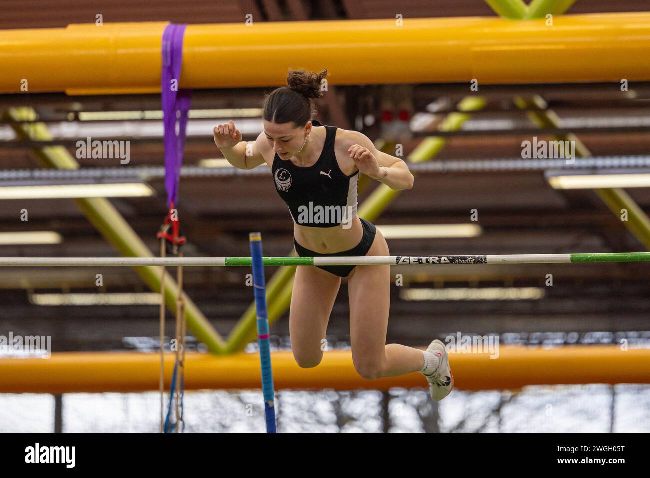 Monaco, Germania. 4 febbraio 2024. Anna Hiesinger (LAZ Ludwigsburg); Sueddeutsche Hallenmeisterschaften aktive und Jugend U18 in der Werner-von-Linde-Halle in Muenchen AM 04.02.2024, (Bayern). Credito: dpa/Alamy Live News Foto Stock