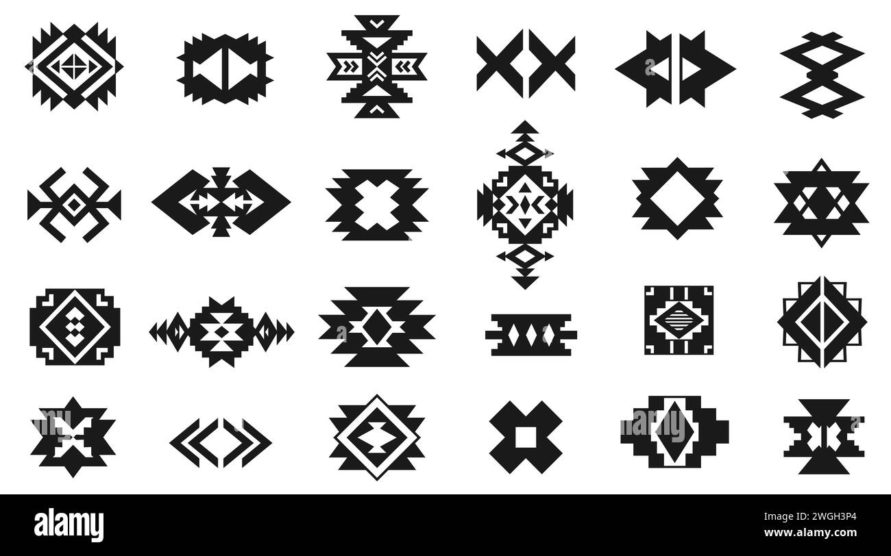 Le forme azteche Navajo sono caratterizzate da simboli artistici del sud-ovest Illustrazione Vettoriale