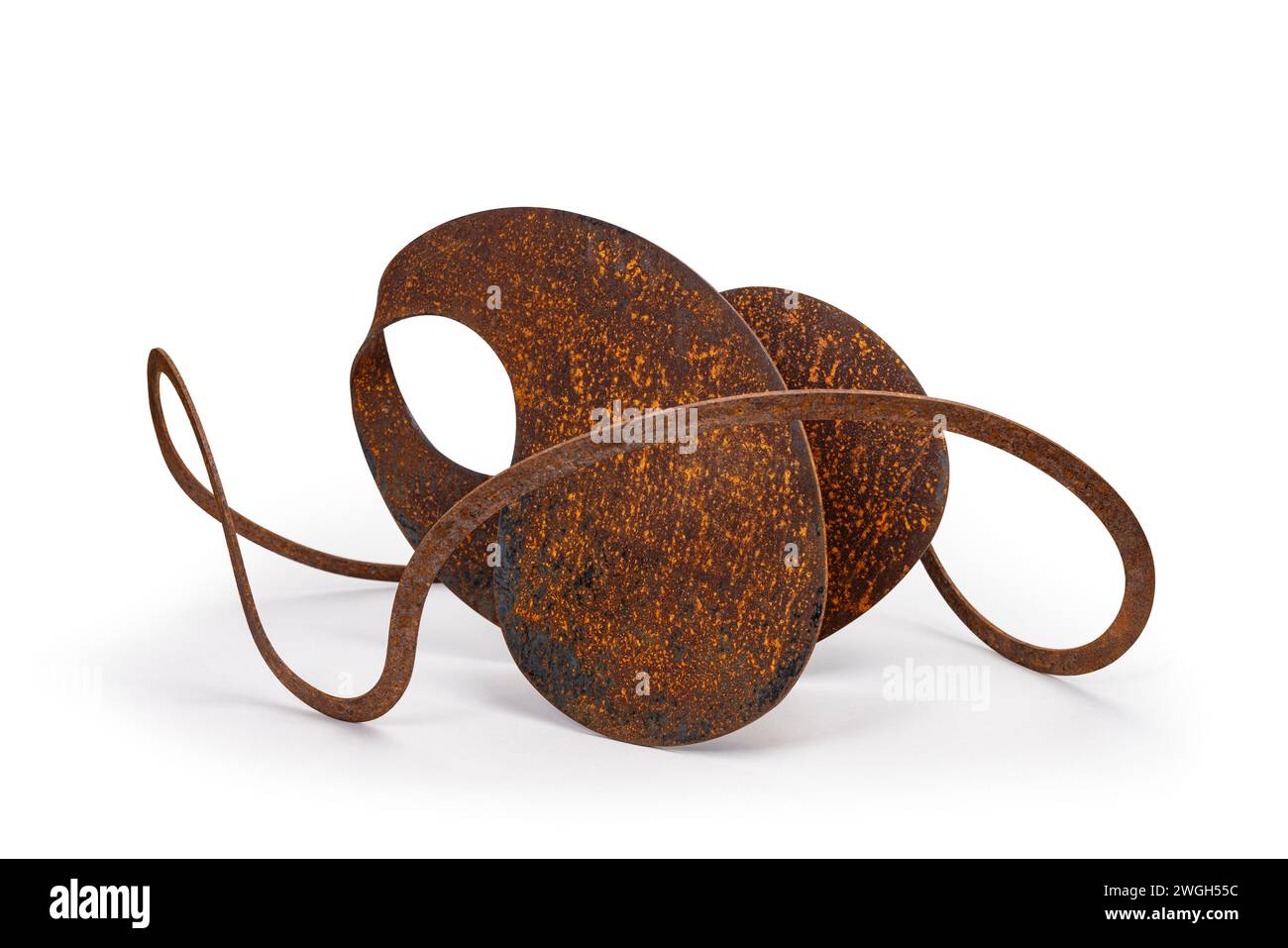 Moderna scultura in acciaio arrugginito dell'artista visivo basco Guillaume CHAVANNE (alias Gogara). Foto Stock