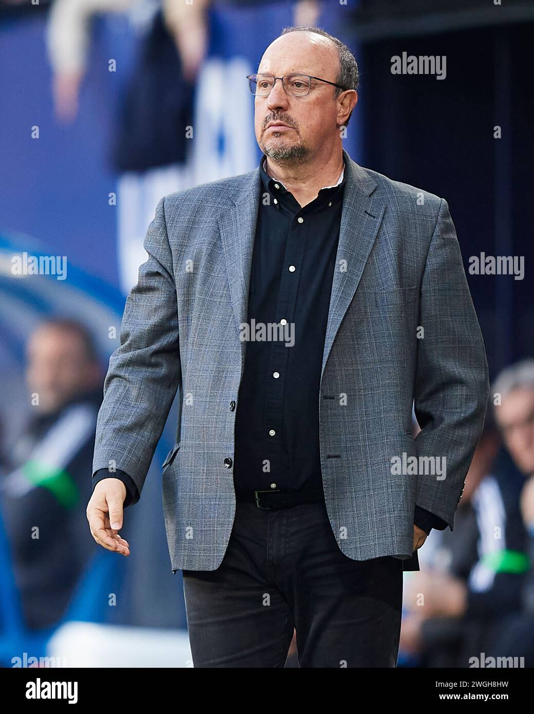 L'allenatore del Celta Rafa Benitez guarda durante la partita LaLiga EA Sports tra CA Osasuna e RC Celta allo Stadio El Sadar il 4 febbraio 2024 i Foto Stock