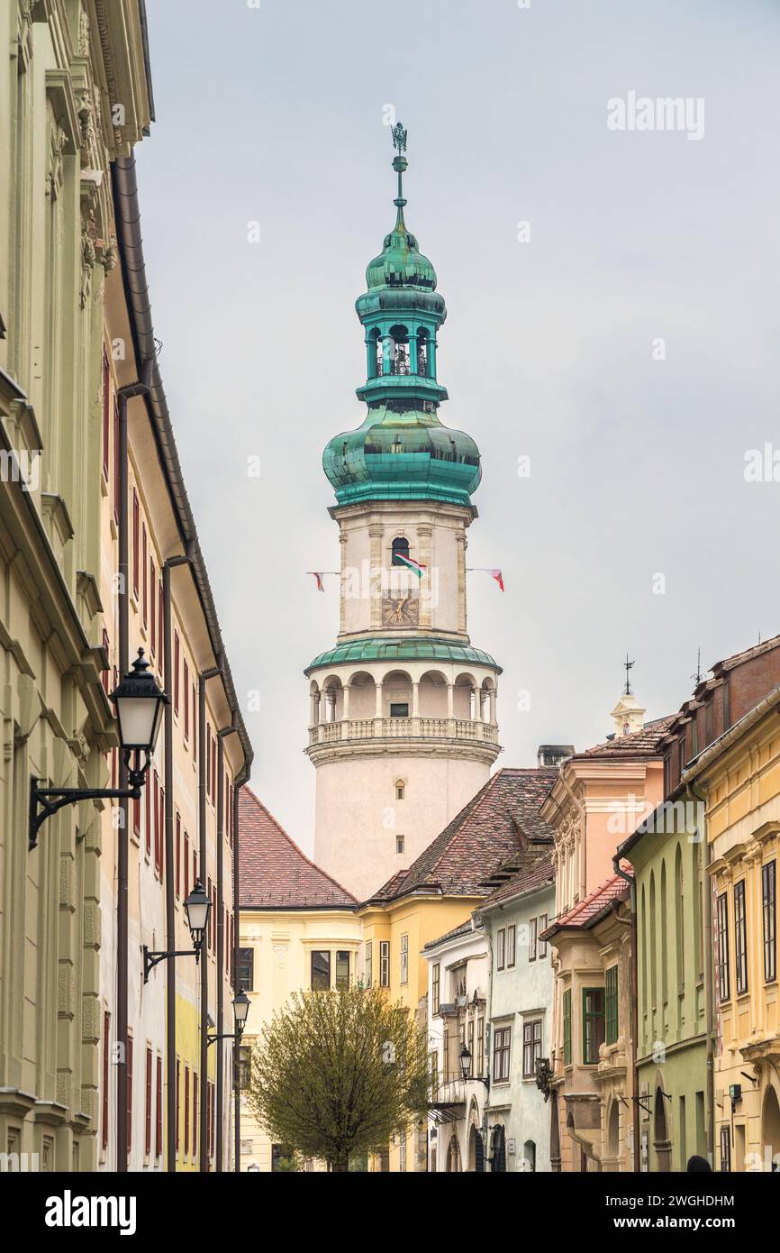 Torre dei vigili del fuoco a Sopron, Ungheria, Europa. Foto Stock