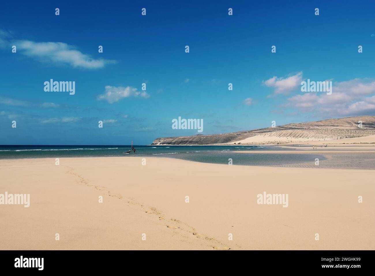 Spiaggia di Sotavento a Fuerteventura in Spagna, l'11 agosto 2017 Foto Stock