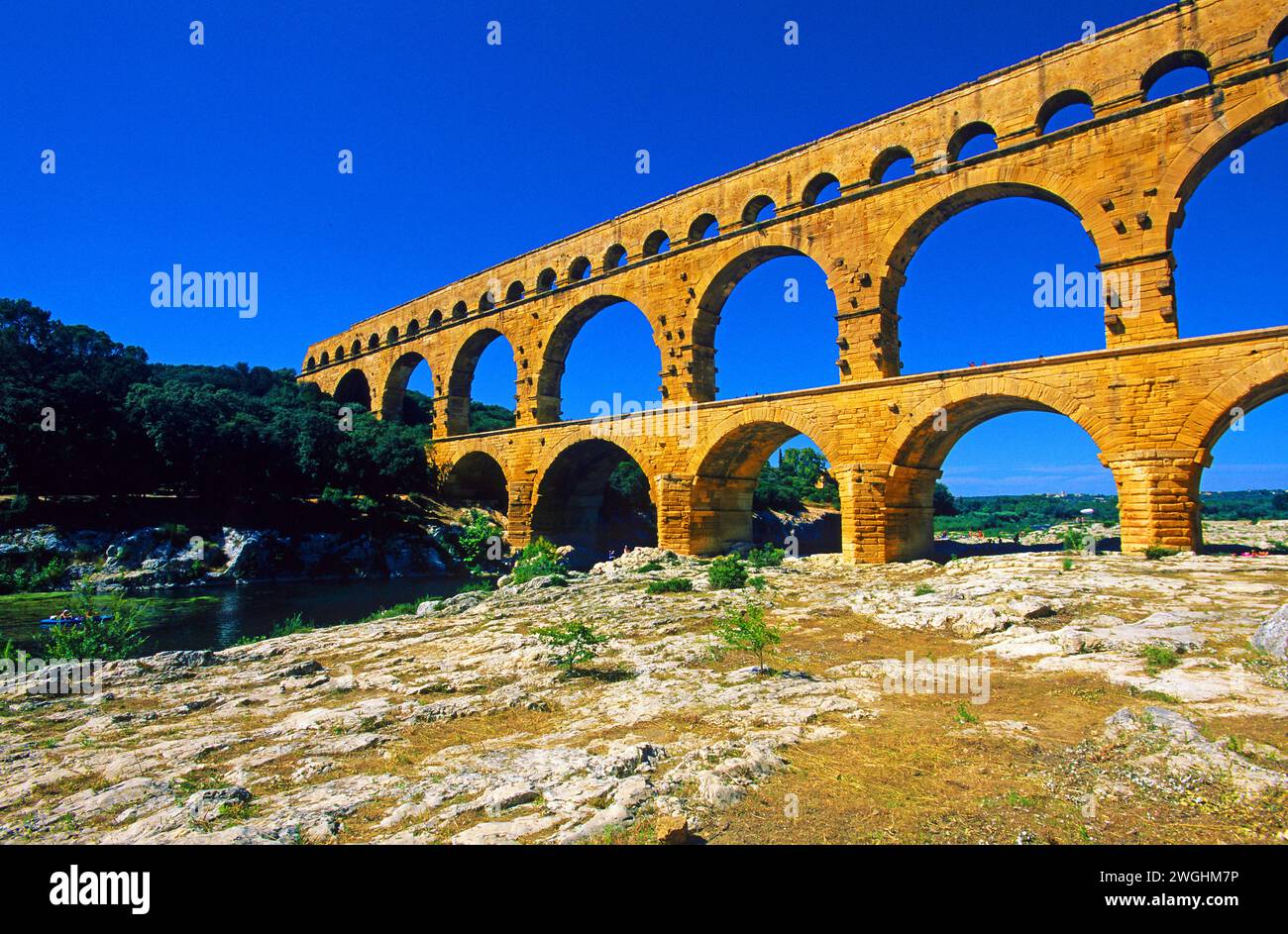 Pont du Gard, Département Gard, Francia Foto Stock