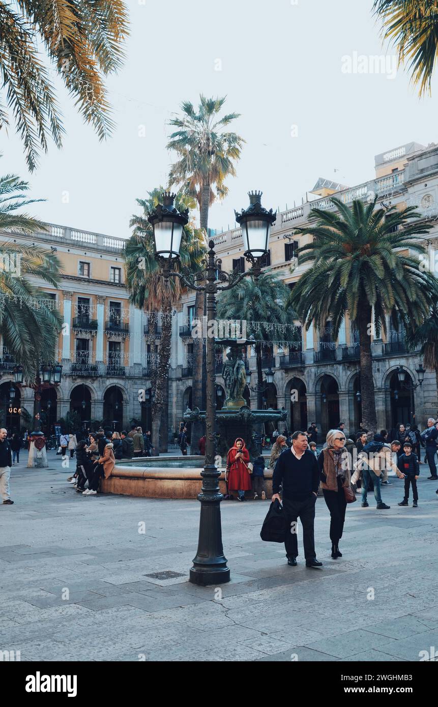 Piazza reale di Barcellona in Catalogna, Spagna, il 6 marzo 2020 Foto Stock