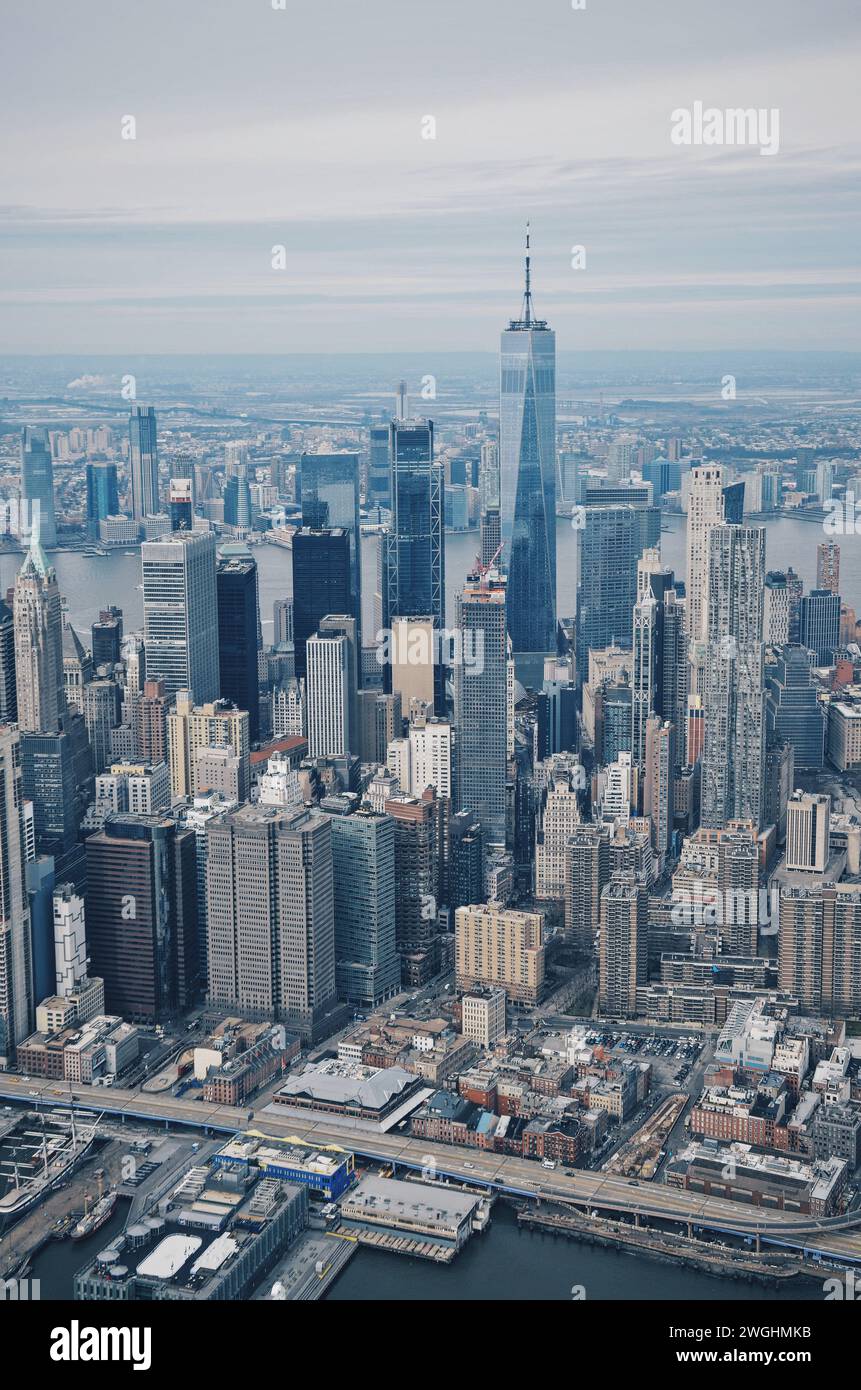 Vedute aeree dello skyline di Manhattan a New York negli Stati Uniti il 20 febbraio 2020 Foto Stock