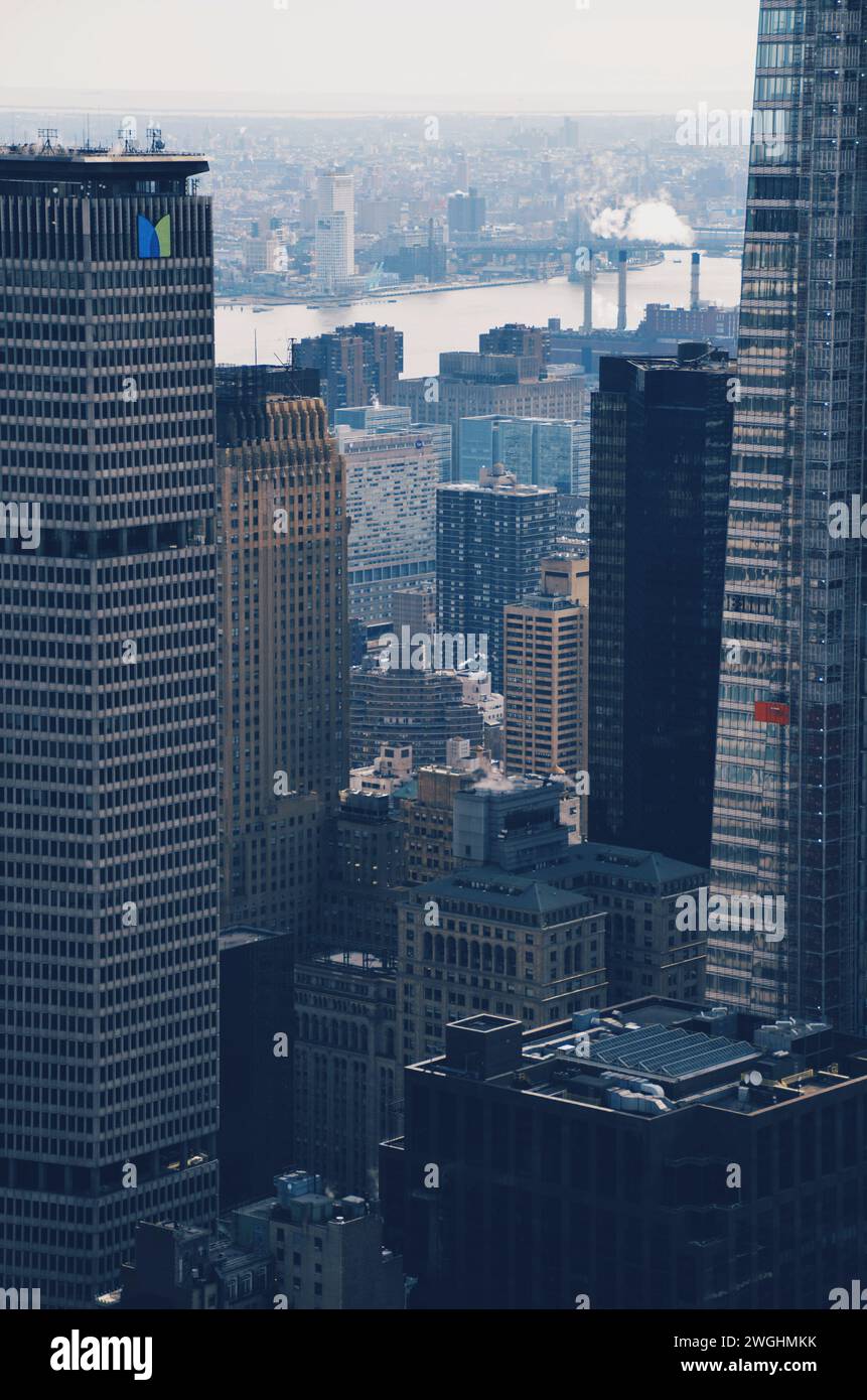 Vedute aeree dello skyline di Manhattan a New York negli Stati Uniti il 20 febbraio 2020 Foto Stock