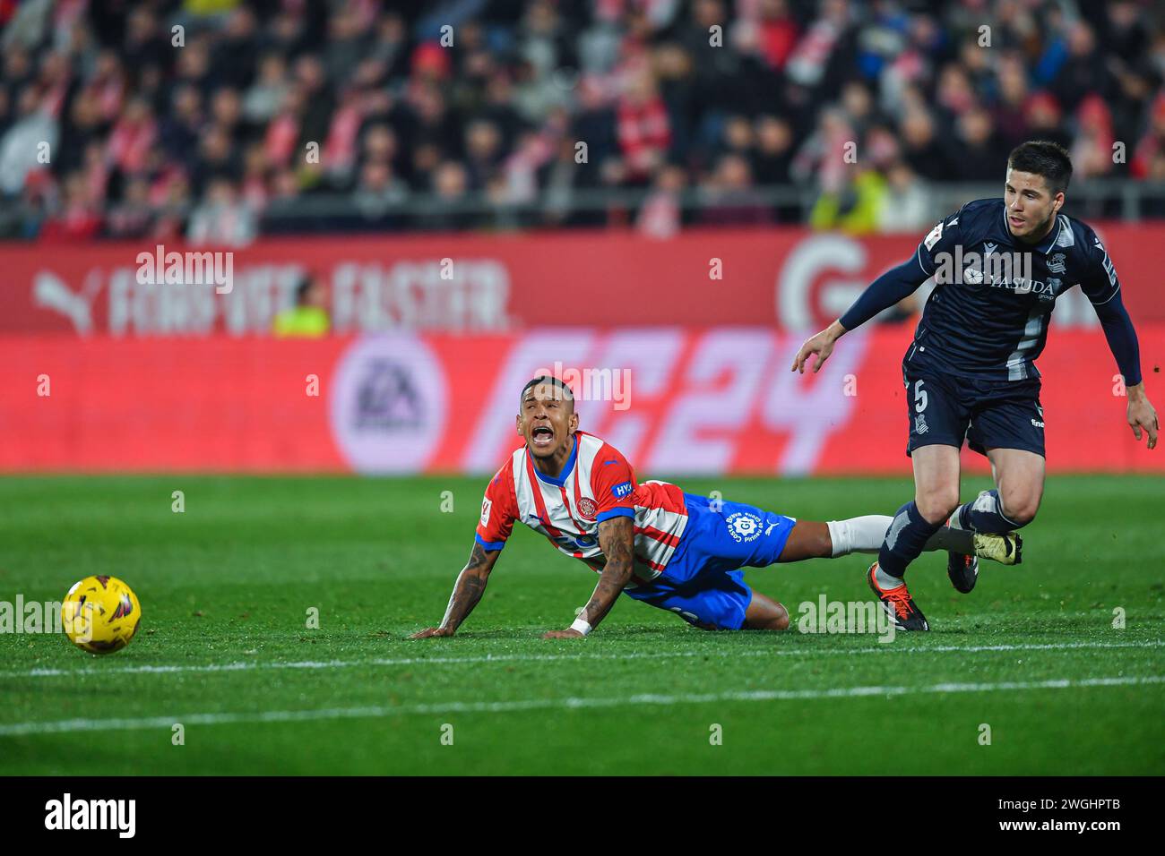 GIRONA FC-REAL SOCIEDAD febbraio 03,2024 Sávio (16) di Girona FC durante la partita tra Girona FC e Real Sociedad corrispondente alla ventitré giornata di la Liga EA Sports allo Stadio Montilivi di Girona, Spagna. Foto Stock