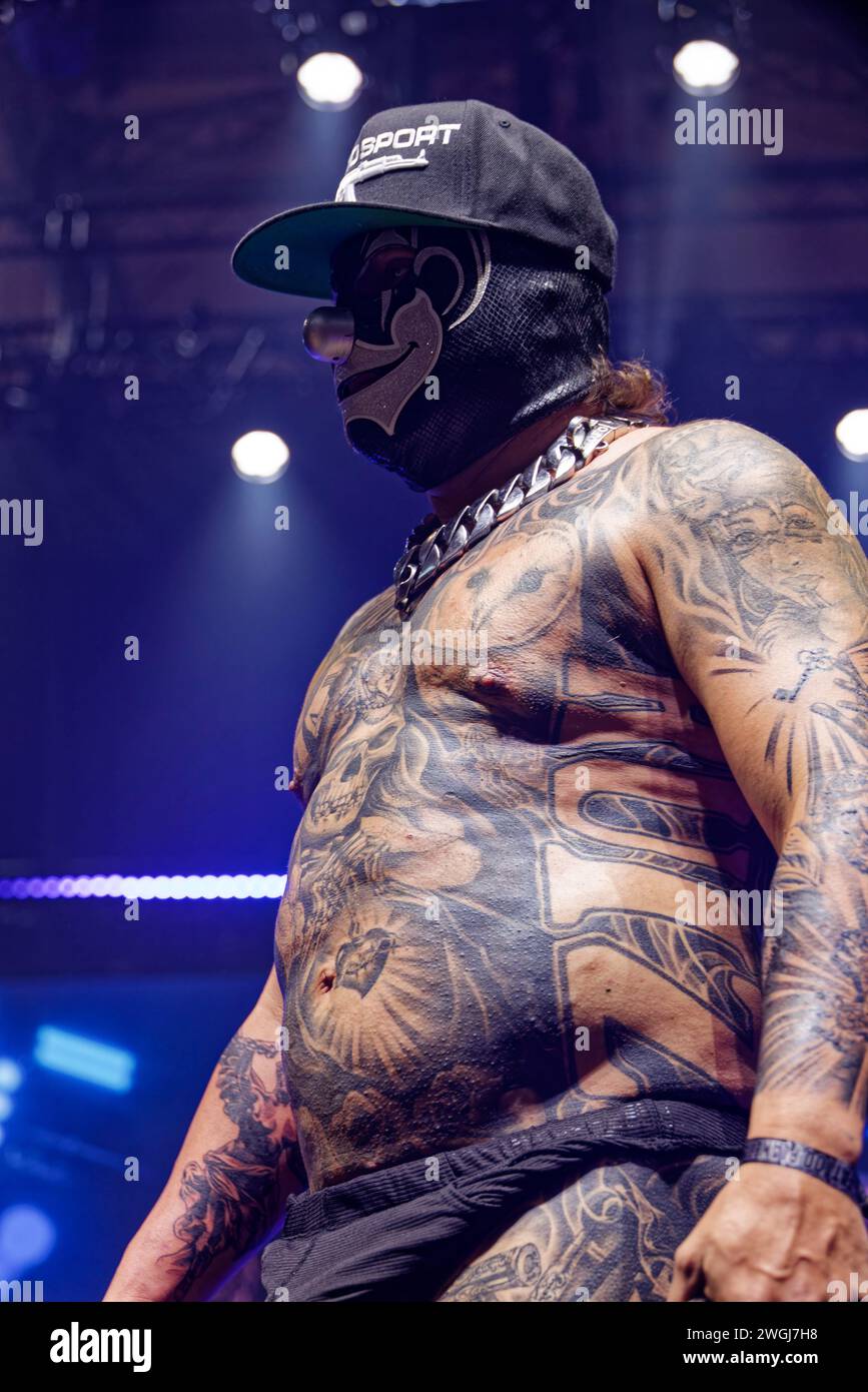 Parigi, Francia. 3 febbraio 2024. Concorso per il miglior tatuaggio di grandi dimensioni durante il TATTOO PLANETARIUM il 3 febbraio 2024 presso la grande Halle de la Villette. Foto Stock