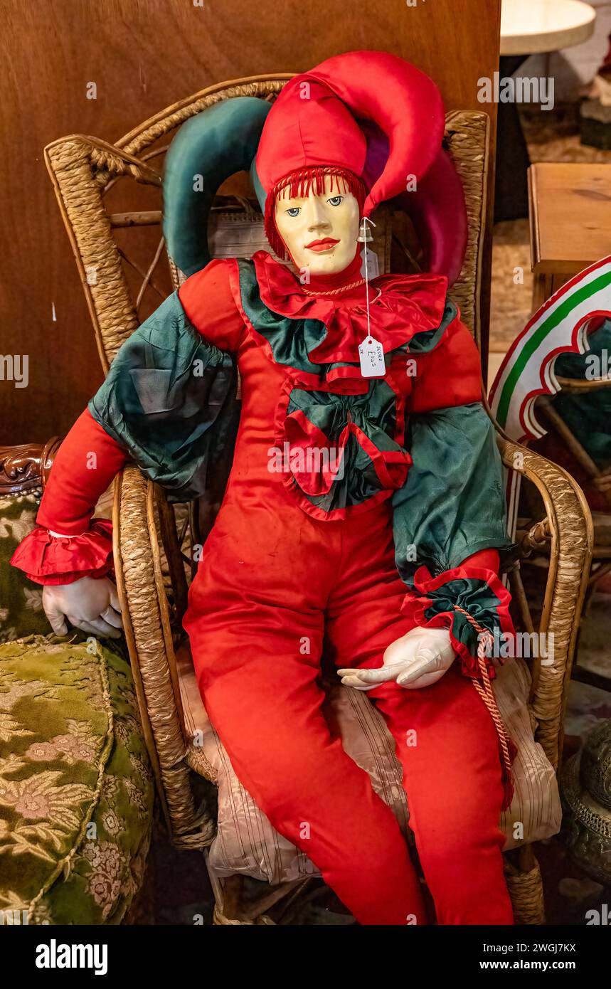 Jester Clown in vendita sul mercato. Foto Stock