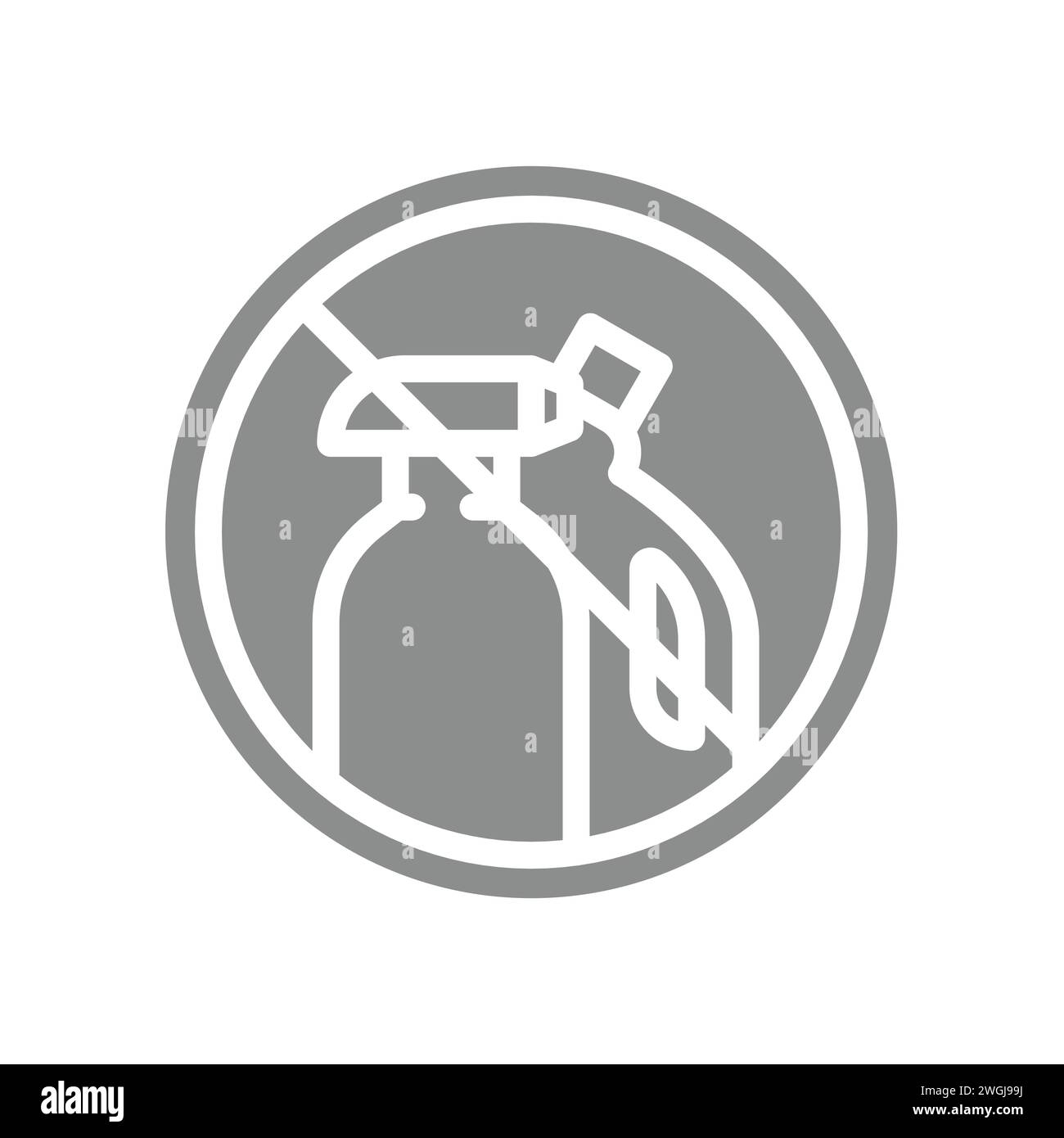 Nessun segno del vettore di scarto del detergente in plastica. Non gettare l'icona del tipo di spazzatura. Traccia modificabile. Illustrazione Vettoriale