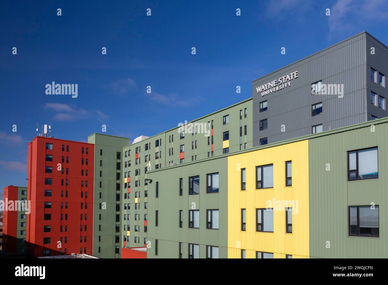Detroit, Michigan - The Anthony Wayne Drive Apartments, un edificio per studenti della Wayne State University. Foto Stock