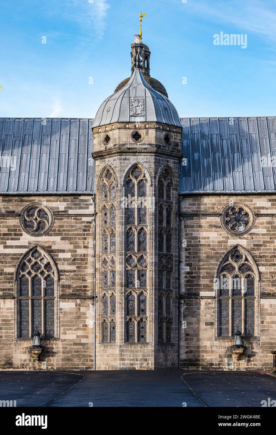 Architettura rinascimentale della George Heriots School, Edimburgo, Scozia, Regno Unito Foto Stock