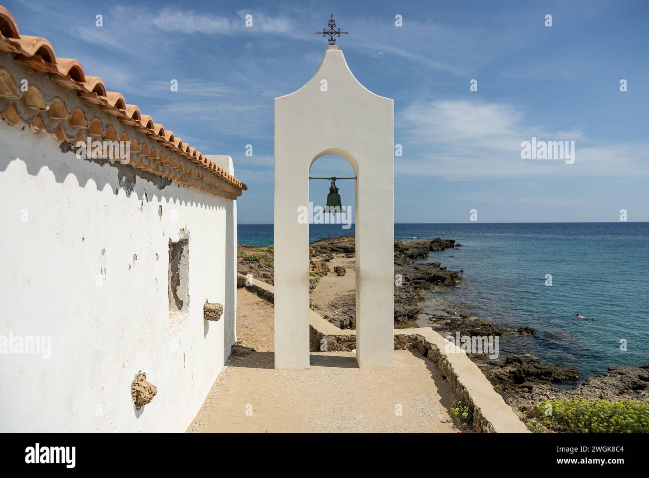 Chiesa di San Nicola ad Ano Vasilikos a Zante. St Nicholas Beach. Foto della Grecia, Zante, chiesa di Agios Nikolaos in estate. Foto Stock