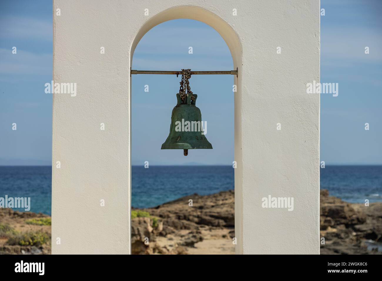 Chiesa di San Nicola ad Ano Vasilikos a Zante. St Nicholas Beach. Foto della Grecia, Zante, chiesa di Agios Nikolaos in estate. Foto Stock