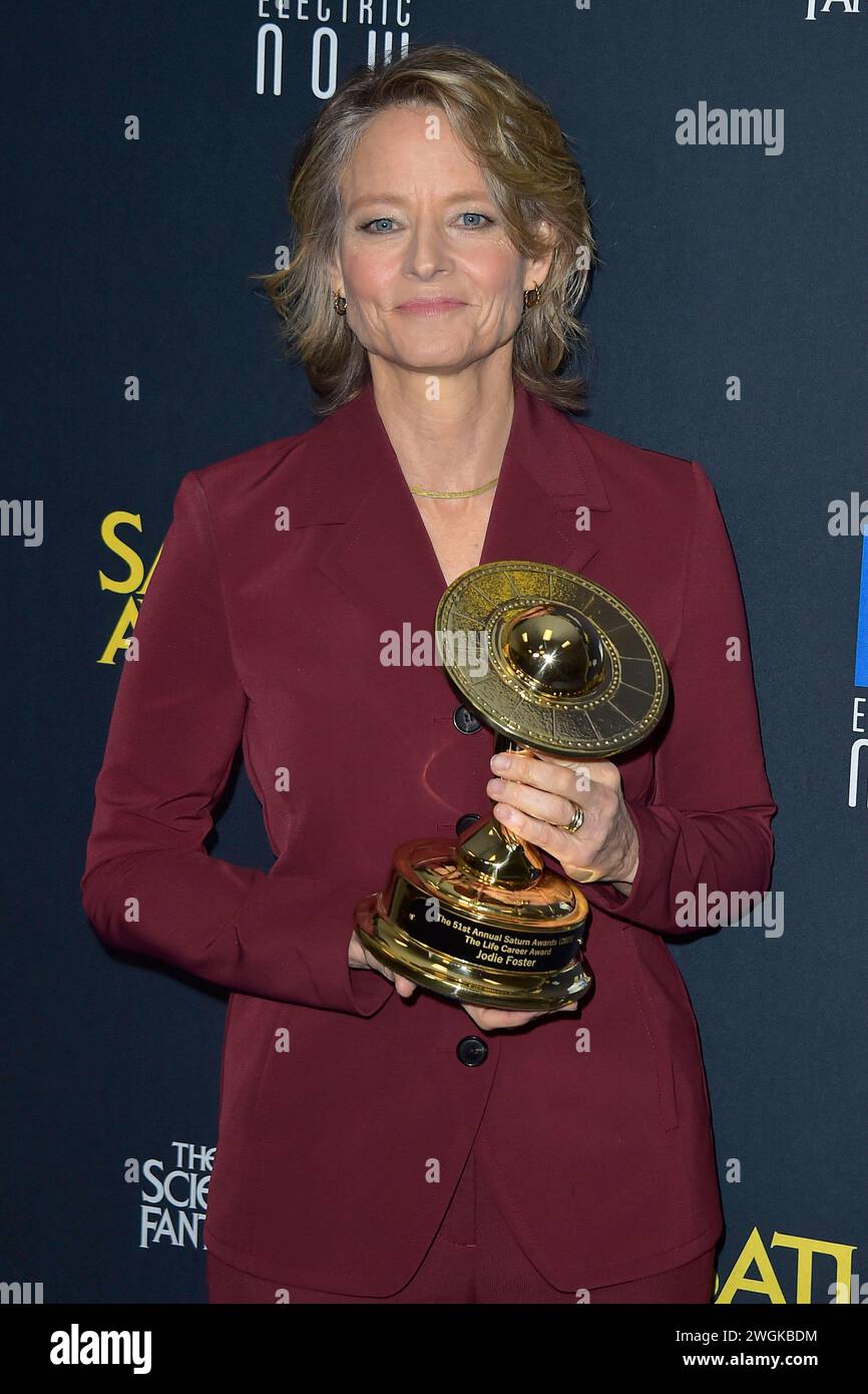 Jodie Foster bei der Verleihung der 51. Saturn Awards 2024 presso Los Angeles Marriott Burbank Airport Hotel. Burbank, 04.02.2024 *** Jodie Foster ai Saturn Awards 51 2024 al Los Angeles Marriott Burbank Airport Hotel Burbank, 04 02 2024 foto:xD.xStarbuckx/xFuturexImagex saturn 4755 Foto Stock