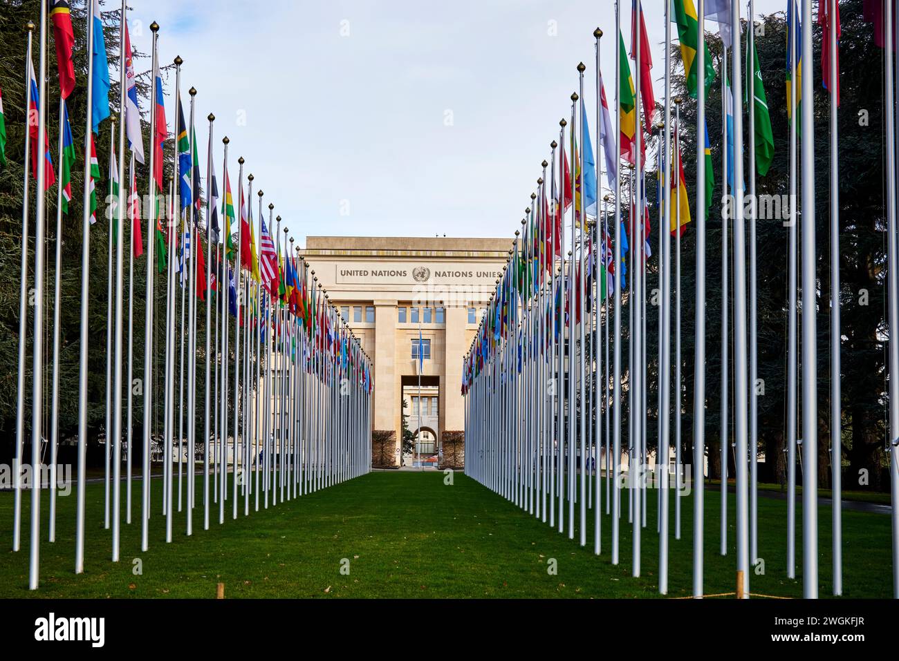 Ginevra città in Svizzera edifici delle organizzazioni intergovernative delle Nazioni Unite Foto Stock