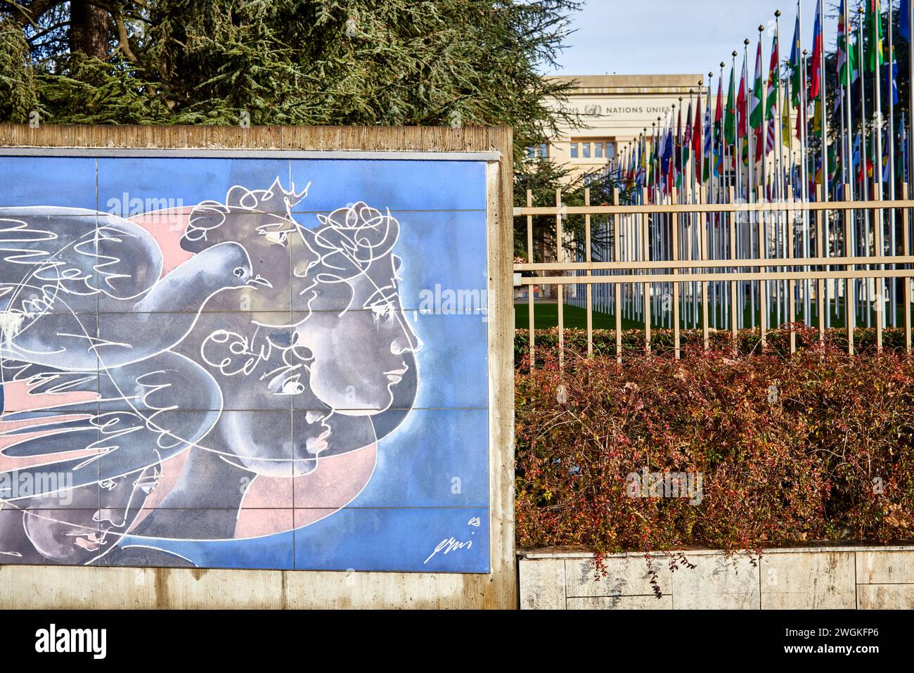 Ginevra città in Svizzera edifici delle organizzazioni intergovernative delle Nazioni Unite Foto Stock
