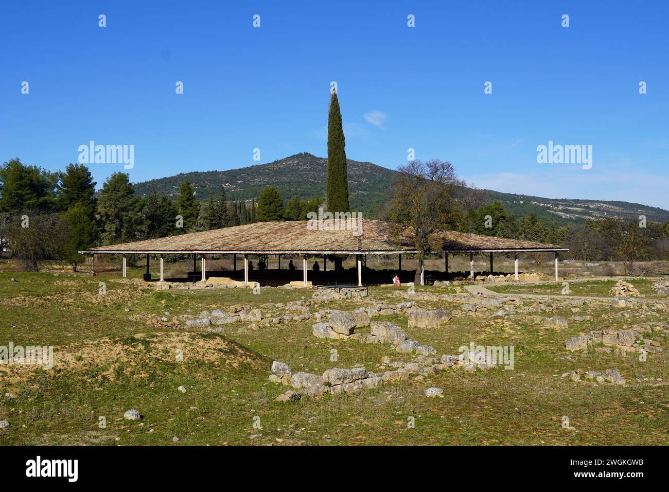 Rovine delle terme dell'antico santuario di Nemea Foto Stock