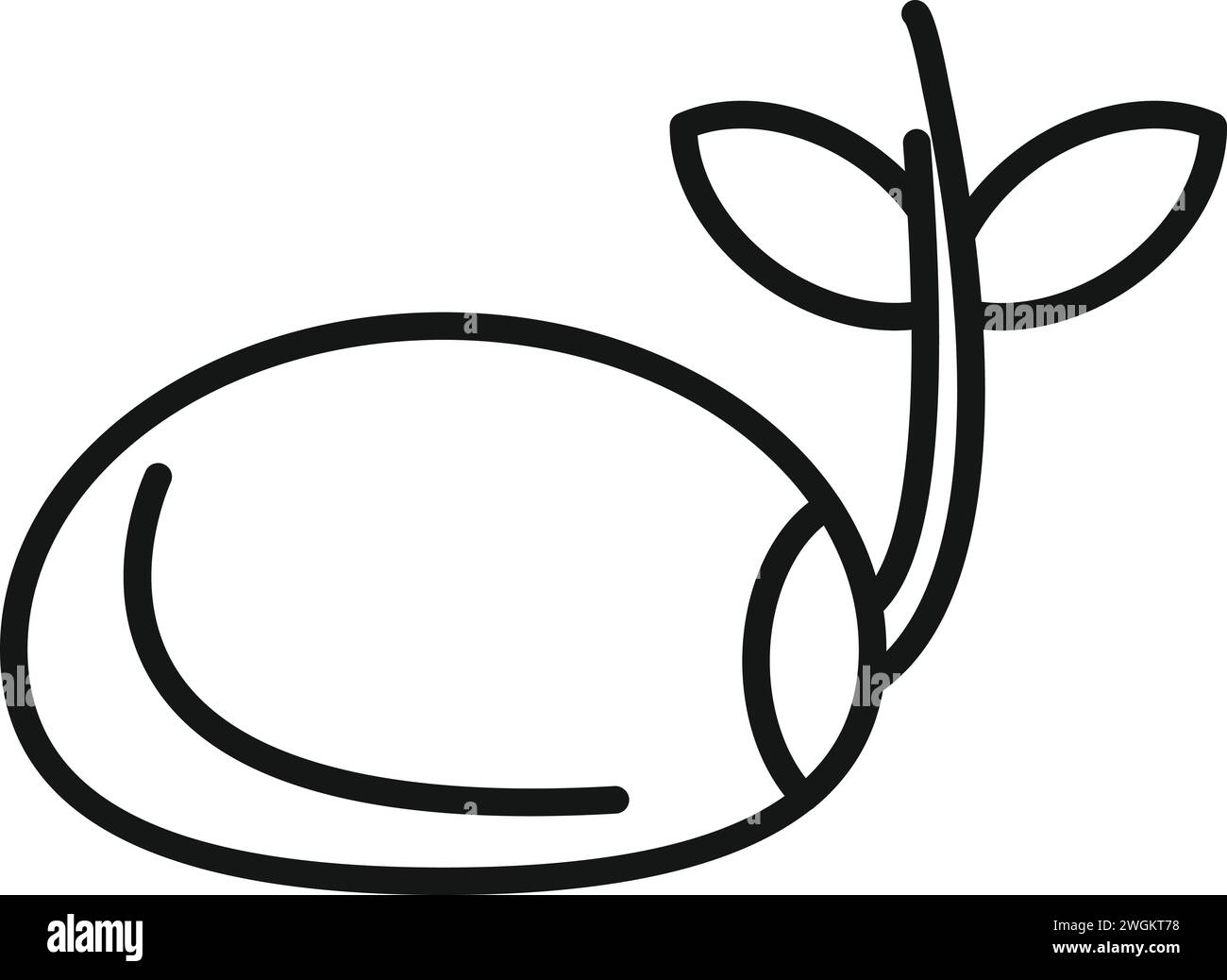 Vettore di contorno dell'icona della pianta di crescita del grano della lenticchia. Cibo agricolo. Semi di cucina Illustrazione Vettoriale