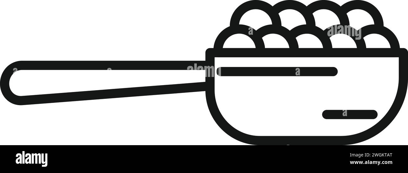 Cucchiaio di legno del vettore del contorno dell'icona della lenticchia. Cibo contadino. Coltivatore di energia vegetale Illustrazione Vettoriale